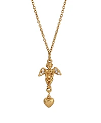 14K Gold-Dipped Crystal Angel Heart Necklace