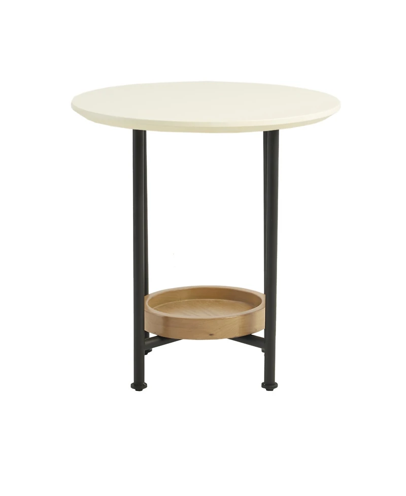 Madison Park Beaumont Modern 20" Round Lower Shelf Storage End Table with Metal Legs