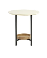 Madison Park Beaumont Modern 20" Round Lower Shelf Storage End Table with Metal Legs