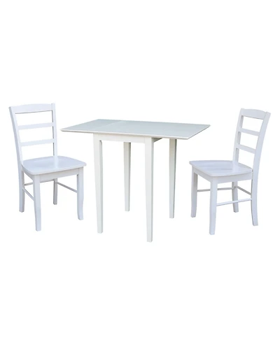 Small Dual Drop Leaf Dining Table with 2 Madrid Ladderback Chairs, 3 Piece Dining Set
