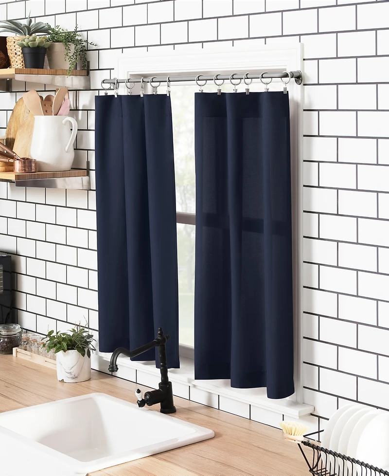 Martine Microfiber Semi-Sheer Rod Pocket Kitchen Curtain Valance Tiers Set