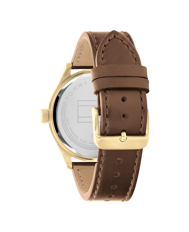 Tommy Hilfiger Men's Brown Leather Strap Watch 38mm