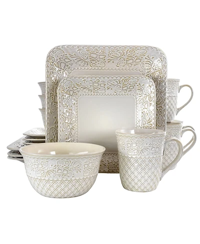 Elama Lotus 16 Pc. Dinnerware Set, Service for 4