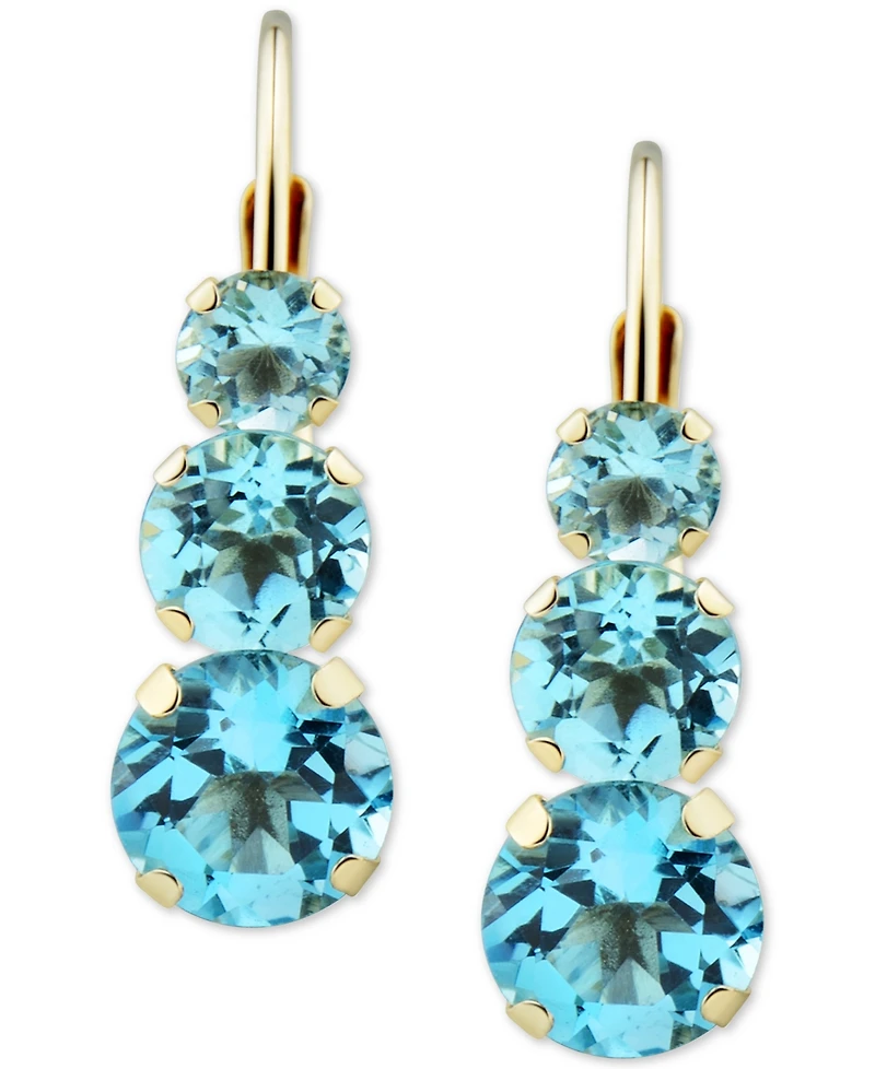 Amethyst Triple Stone Drop Earrings (1-3/8 ct. t.w.) 14k Gold