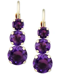 Amethyst Triple Stone Drop Earrings (1-3/8 ct. t.w.) 14k Gold