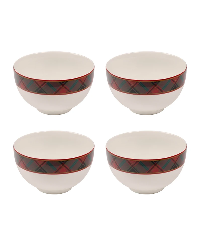 Spode Christmas Tree Tartan Rice Bowl, Set of 4