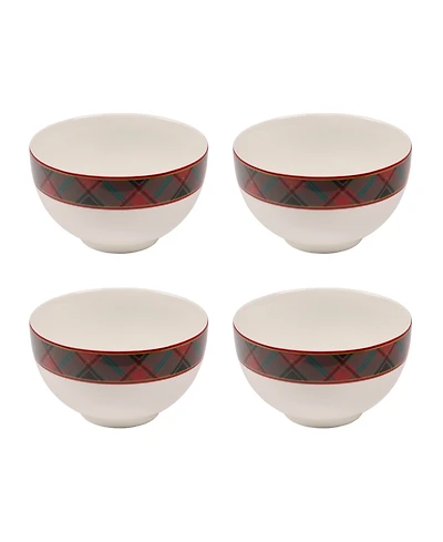 Spode Christmas Tree Tartan Rice Bowl, Set of 4