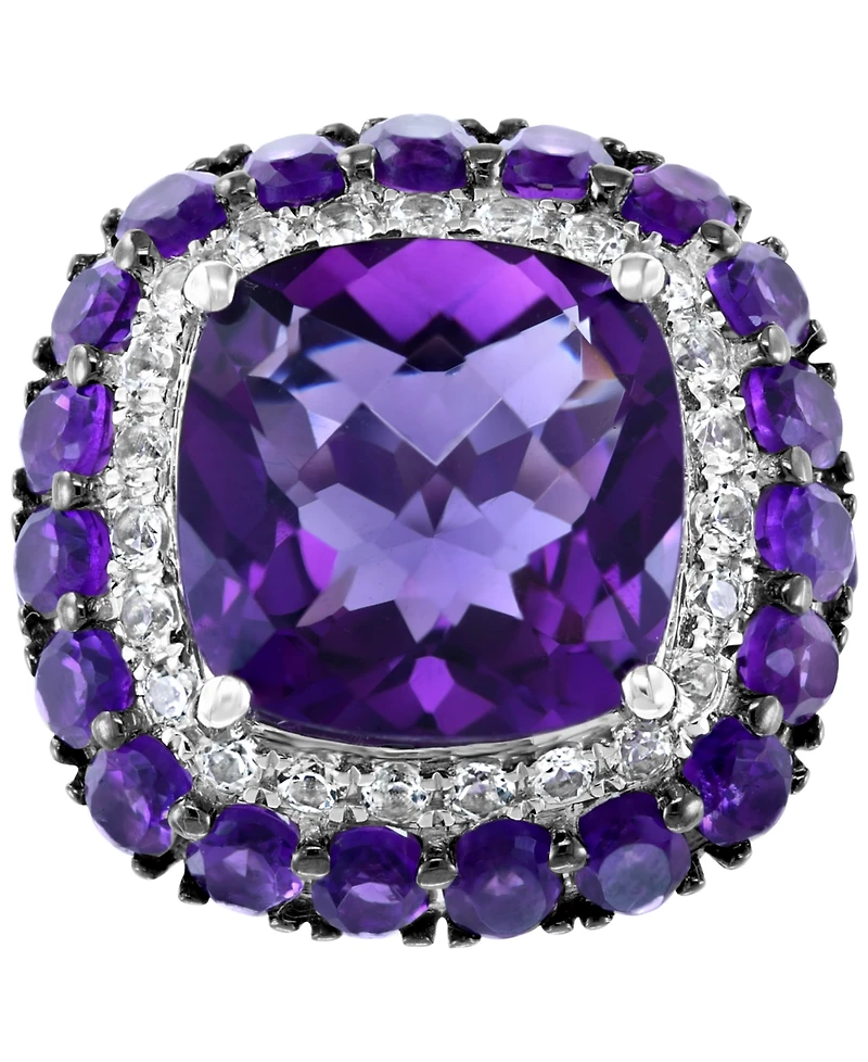 Effy Amethyst (12 ct. t.w.) & White Topaz (5/8 ct. t.w.) Statement Ring in Sterling Silver
