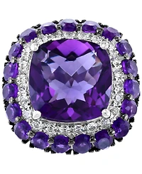 Effy Amethyst (12 ct. t.w.) & White Topaz (5/8 ct. t.w.) Statement Ring in Sterling Silver