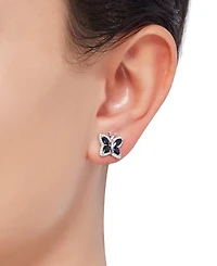 Sapphire (1-1/2 ct. t.w.) & Diamond (1/6 Butterfly Stud Earrings 14k Gold (Also Emerald Ruby)