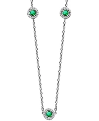 Sapphire (7/8 ct. t.w.) & Diamond (1/4 ct. t.w.) Halo 16" Statement Necklace in 14k White Gold (Also in Ruby & Emerald)