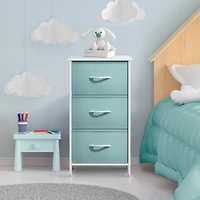 Sorbus Nightstand with 3 Drawers - Steel Frame, Wood Top & Easy Pull Fabric Bins Perfect for Home, Bedroom