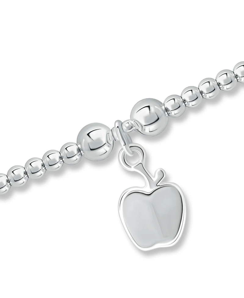 Bead Apple Charm Bracelet in Silver Plate