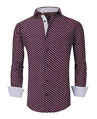 Men's Slim Fit Business Nautical Button Down Dress Shirt