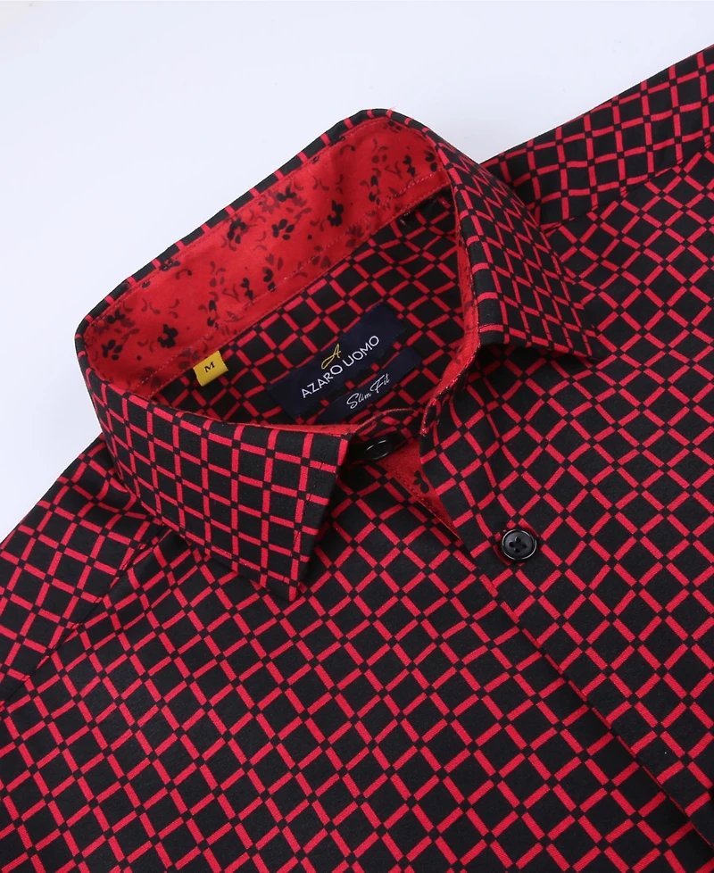 Men's Slim Fit Business Nautical Button Down Dress Shirt