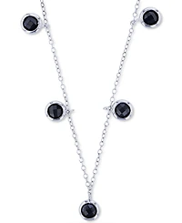 Black Spinel Bezel Dangle 18" Statement Necklace (1-3/8 ct. t.w.) in Sterling Silver