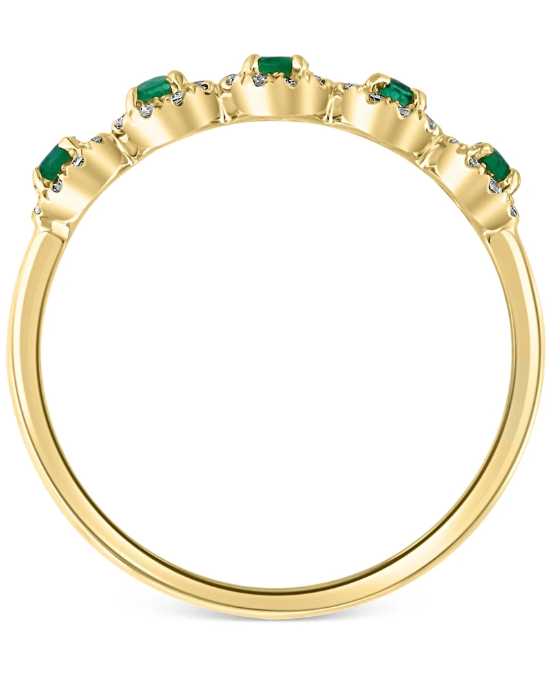 Emerald (1/3 ct. t.w.) & Diamond (1/6 Five Stone Halo Ring 14k Gold