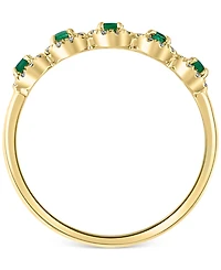 Emerald (1/3 ct. t.w.) & Diamond (1/6 Five Stone Halo Ring 14k Gold