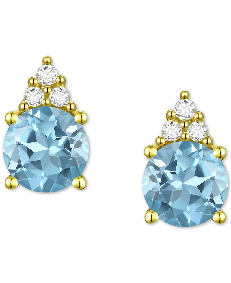 Gemstone & Diamond Accent Stud Earrings