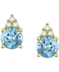 Gemstone & Diamond Accent Stud Earrings