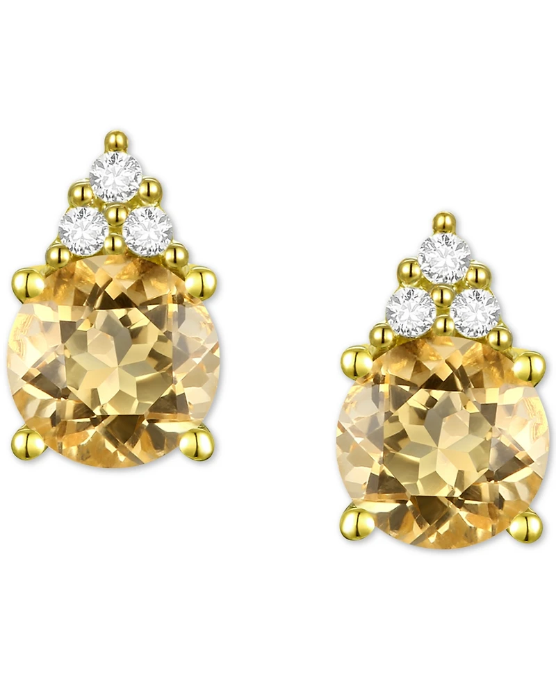 Gemstone & Diamond Accent Stud Earrings