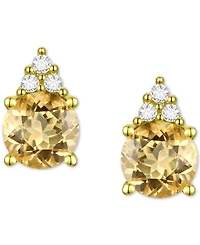 Gemstone & Diamond Accent Stud Earrings