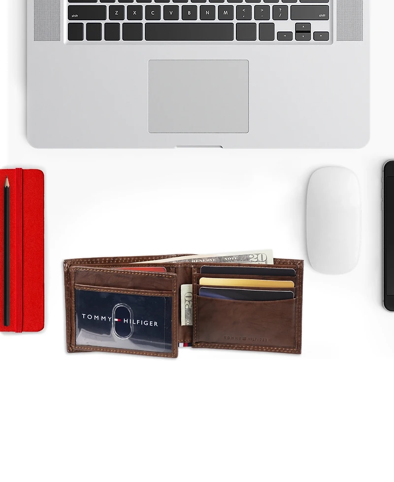 Tommy Hilfiger Men's Traveler Rfid Extra-Capacity Bifold Leather Wallet