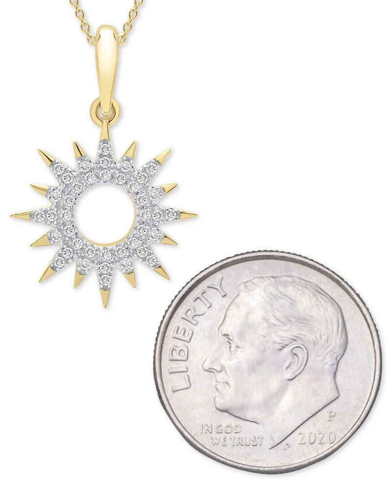 Wrapped Diamond Sun Pendant Necklace (1/10 ct. t.w.) 14k Gold Created for Macy's (Also available Black Diamond)