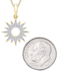 Wrapped Diamond Sun Pendant Necklace (1/10 ct. t.w.) 14k Gold Created for Macy's (Also available Black Diamond)