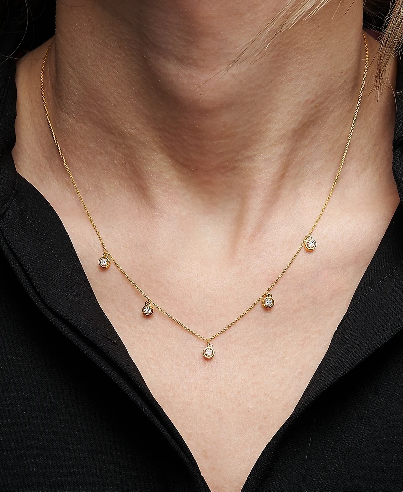Wrapped Diamond Dangle Statement Necklace (1/4 ct. t.w.) in 14k Gold, 16" + 2" extender, Created for Macy's