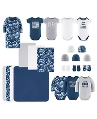 The Peanutshell Newborn Baby Shower Gift Set for Boys, Baby Layette Essentials, Navy, Grey