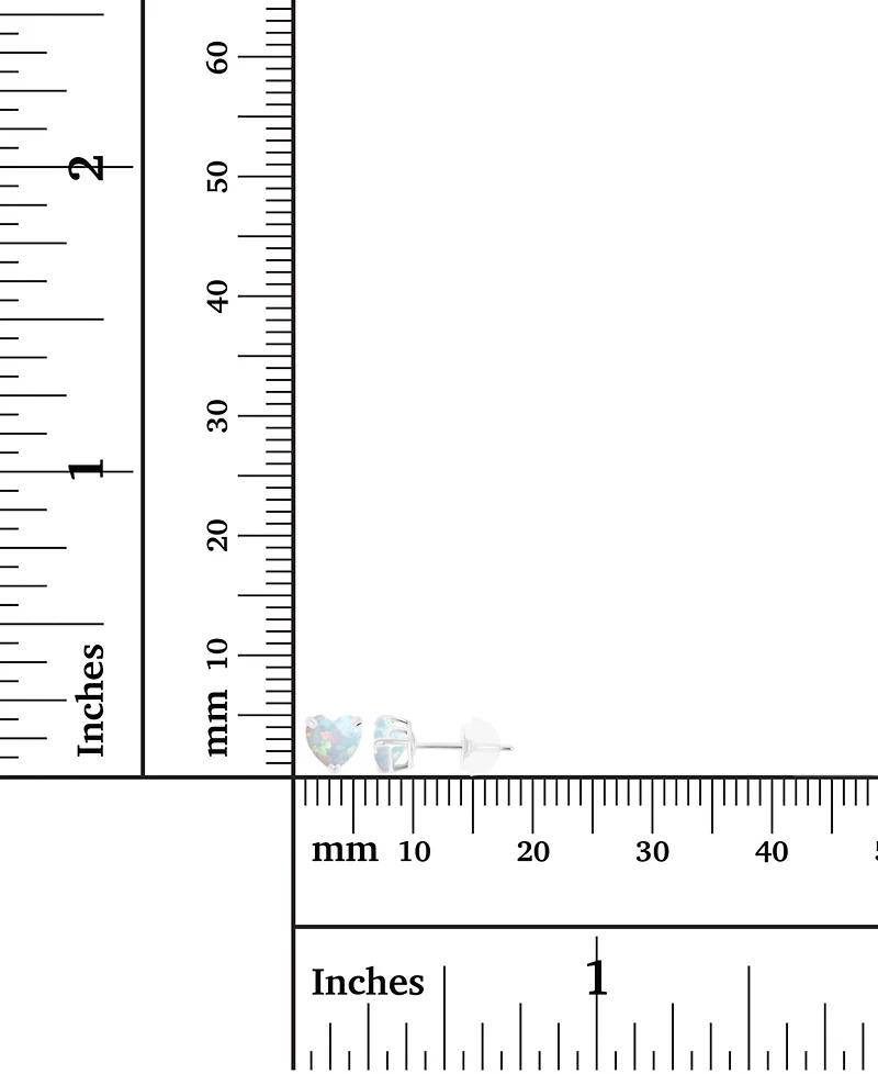 Lab-Grown Opal Heart Stud Earrings (3/8 ct. t.w.) Sterling Silver