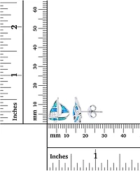 Lab-Grown Blue Opal Sailboat Stud Earrings in Sterling Silver