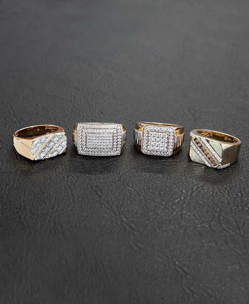 Men's Diamond Diagonal Cluster Ring (1/4 ct. t.w.) in 14k Gold-Plated Sterling Silver
