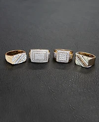 Men's Diamond Diagonal Cluster Ring (1/4 ct. t.w.) in 14k Gold-Plated Sterling Silver