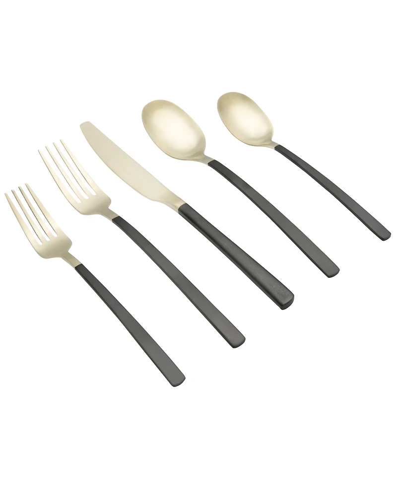 Cambridge Silversmiths Beacon Two Tone Black-Gold Satin 20-Piece Flatware Set, Service for 4