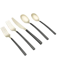 Cambridge Silversmiths Beacon Two Tone Black-Gold Satin 20-Piece Flatware Set, Service for 4
