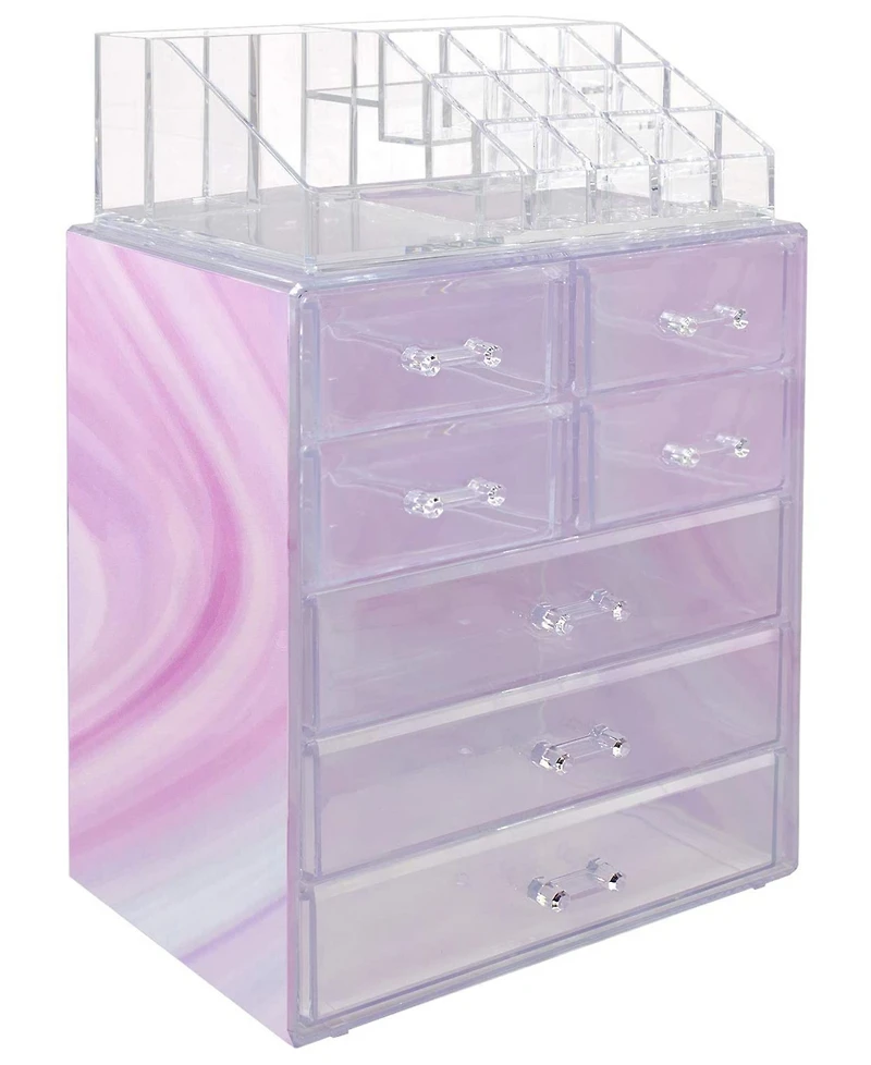 Sorbus Medium Tie-Dye Makeup Organizer Set - (3 Large / 4 Small Drawers/Top Tray)