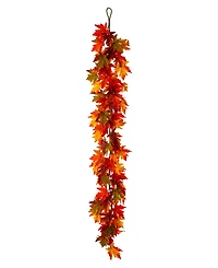 Glitzhome 6' L Fall Lighted Maple Leaves Garland