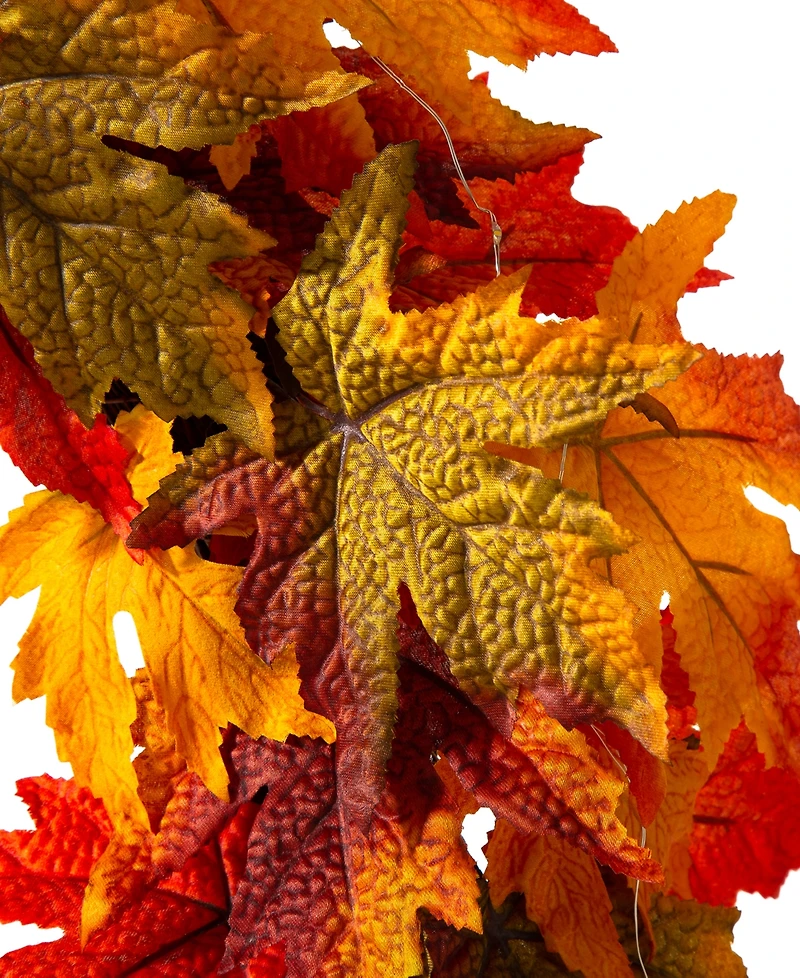 Glitzhome 24" D Fall Lighted Maple Leaves Wreath
