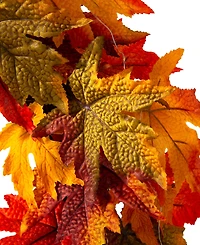 Glitzhome 24" D Fall Lighted Maple Leaves Wreath