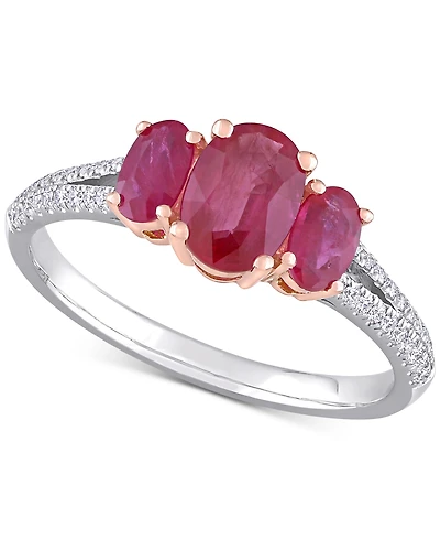 Ruby (1-1/2 ct. t.w.) & Diamond (1/6 Ring 14k Rose White Gold