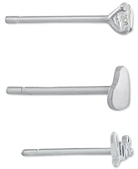 Giani Bernini 3-Pc. Set Cubic Zirconia & Love-Themed Stud Earrings in Sterling Silver, Created for Macy's
