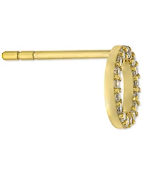 Cubic Zirconia Open Circle Stud Earrings in Gold-Plated Sterling Silver