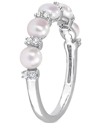 Cultured Freshwater Pearl (3-1/2-4mm) & White Topaz (1/8 ct. t.w.) Ring Sterling Silver