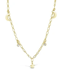 Women's Sparkling Cubic Zirconia Star and Moon Chain Necklace