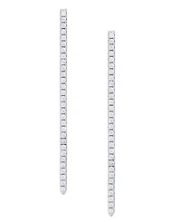 Cubic Zirconia Line Stud Silver Plate Earrings