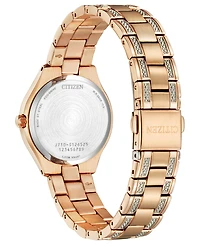 Citizen Eco-Drive Women's Silhouette Crystal Rose Gold-Tone Stainless Steel Bracelet Watch 30mm