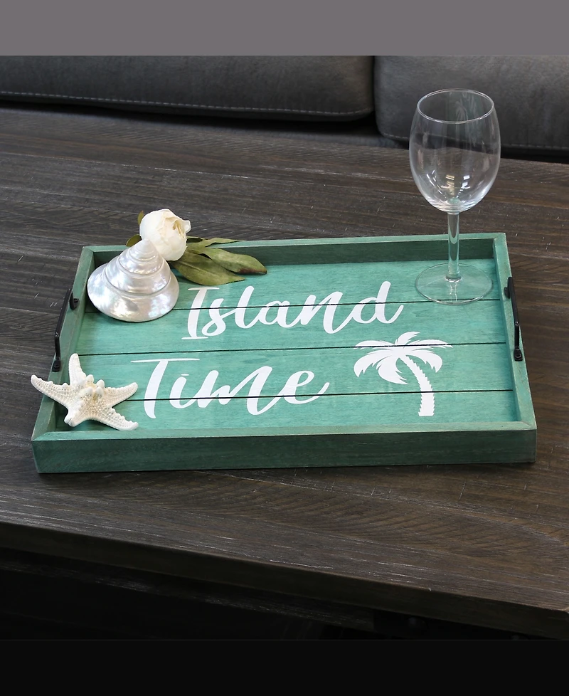 Elegant Designs Decorative Wood Serving Tray with Handles