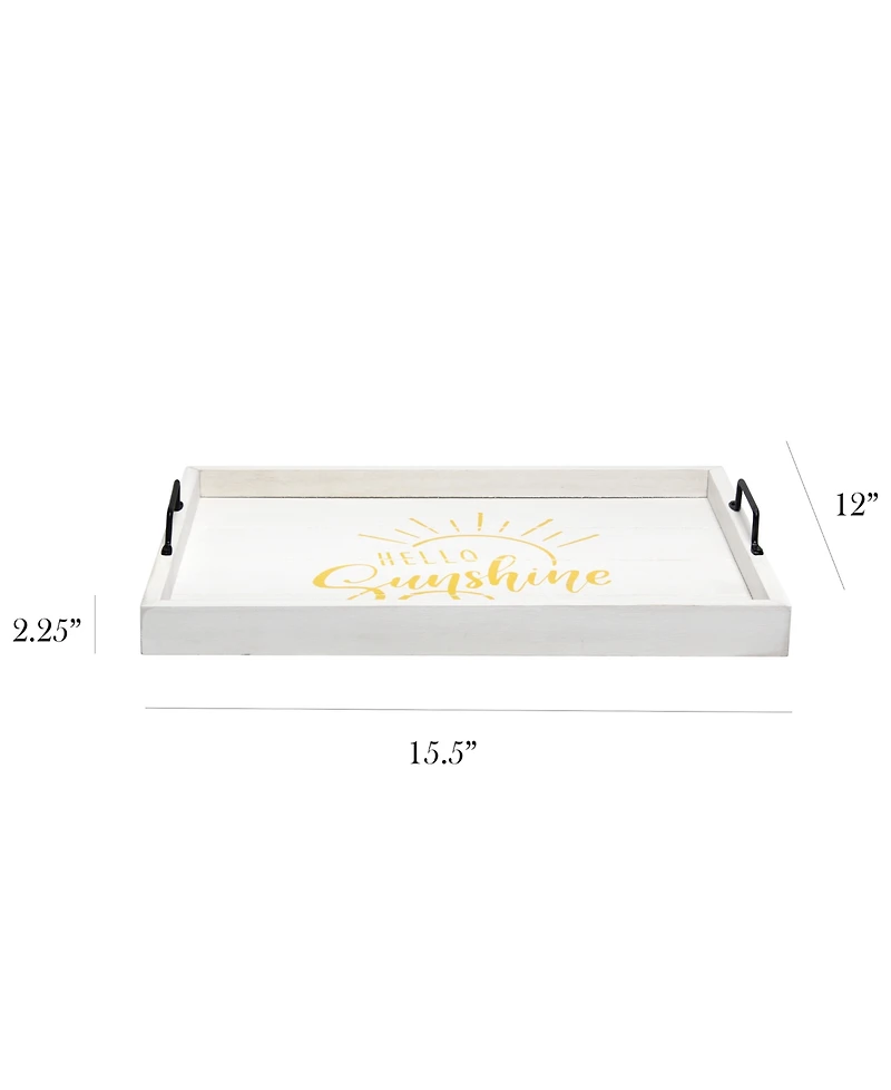 Elegant Designs Decorative Wood Serving Tray with Handles